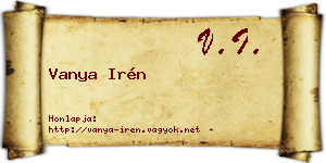 Vanya Irén névjegykártya